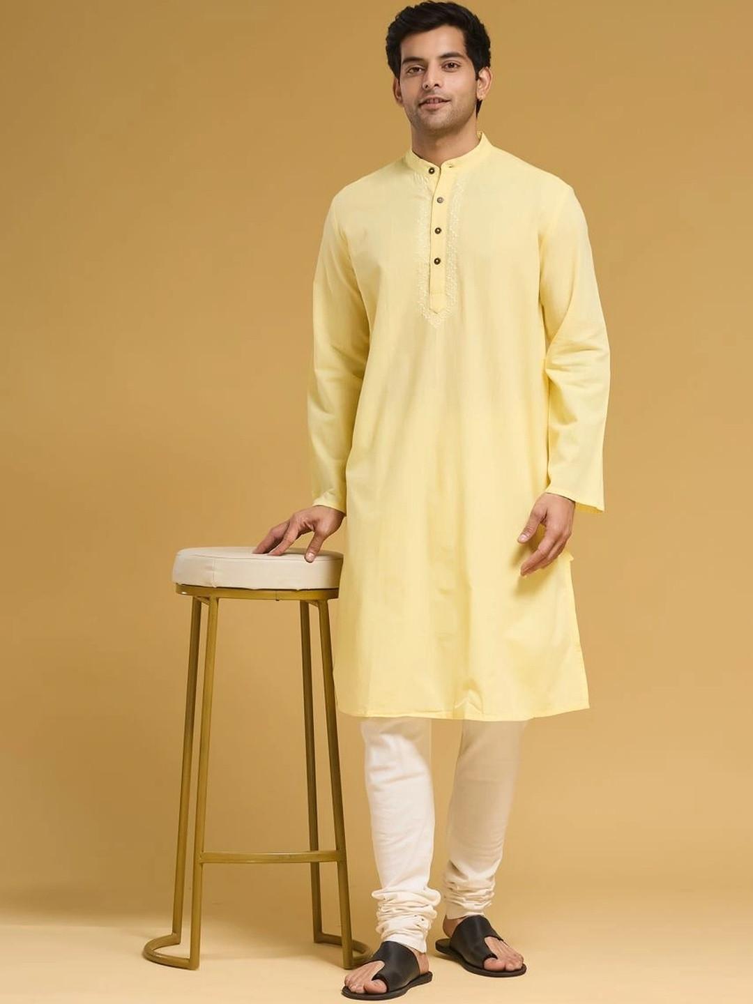 Fabindia Men Embellished Thread Work Kurta