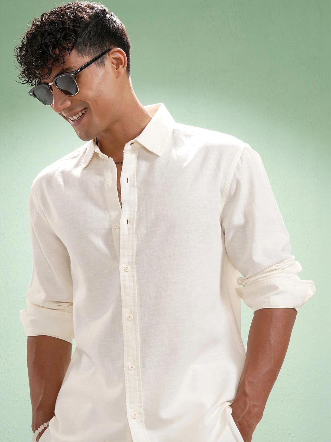 Highlander Men Cotton Linen Casual Relaxed Fit Shirt