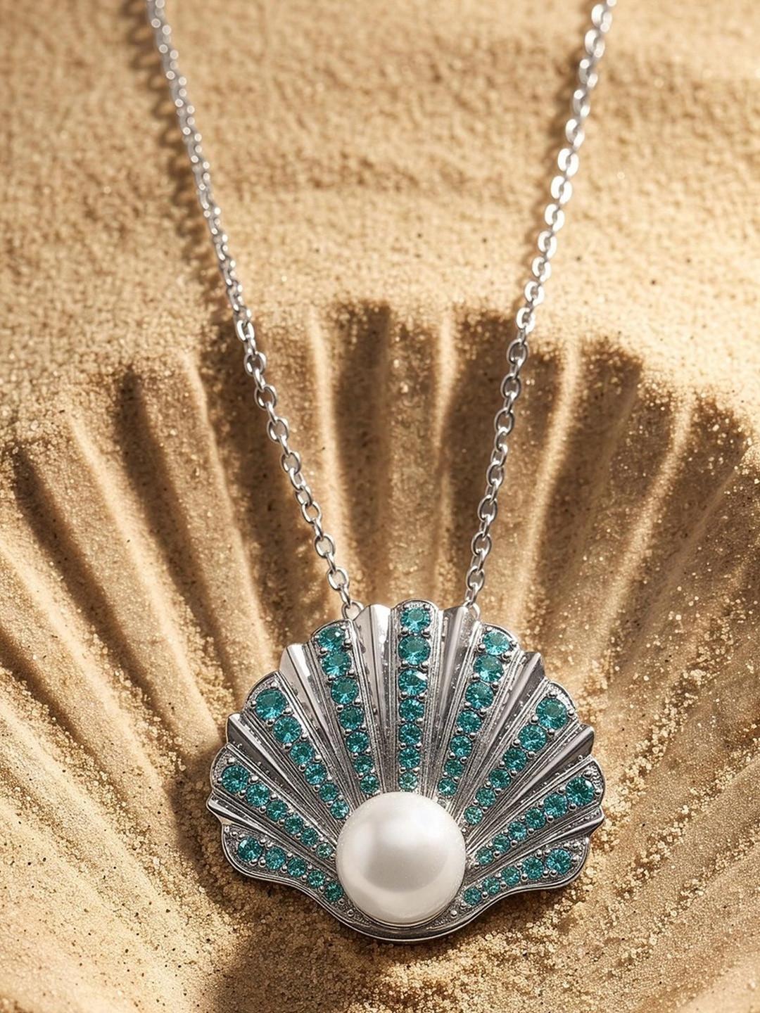 GIVA Silver Rhodium-Plated Necklace