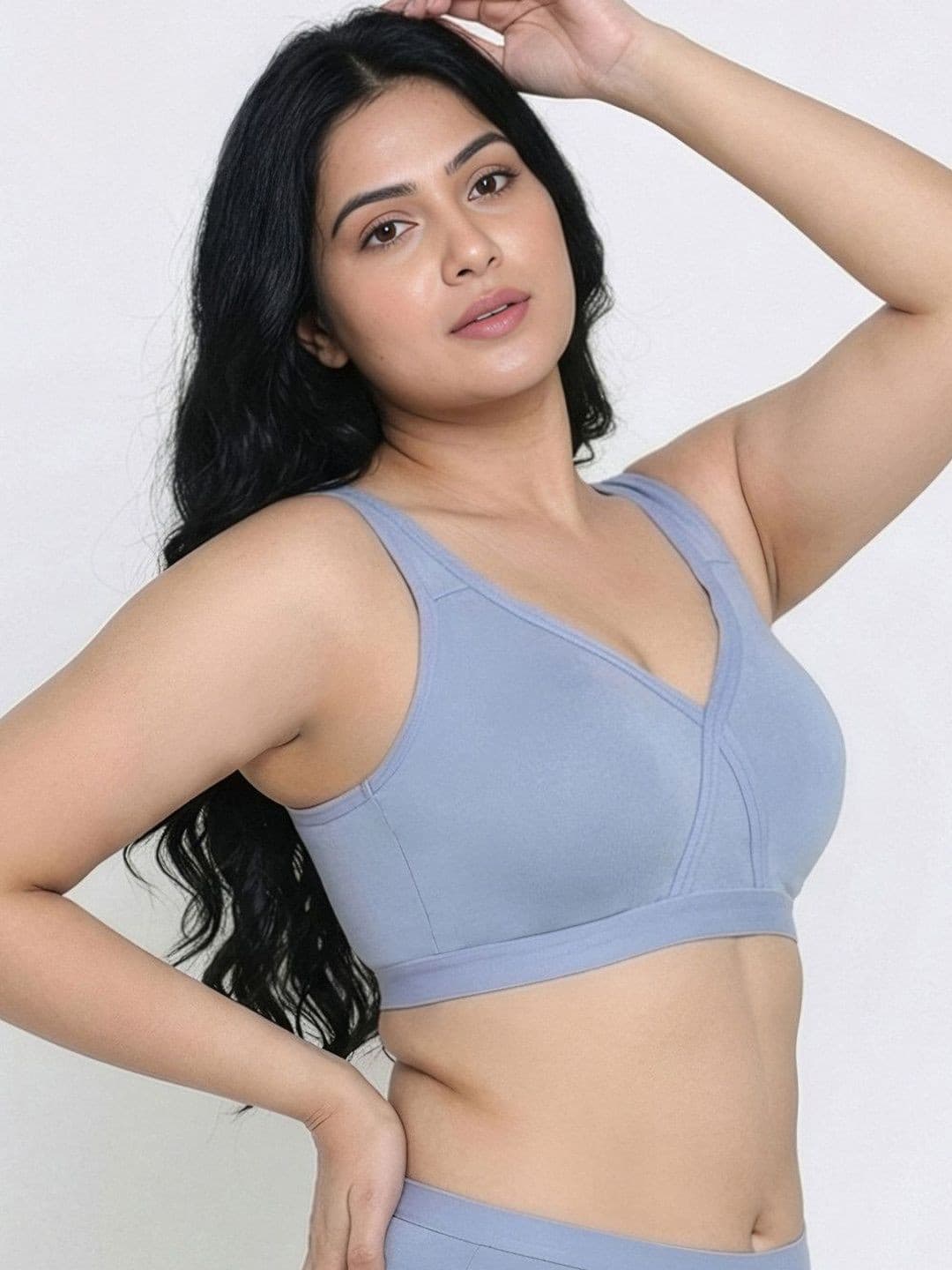 Zivame True Curv Double Layered Non Wired Full Coverage Super Support Bra - Blue Blizzard
