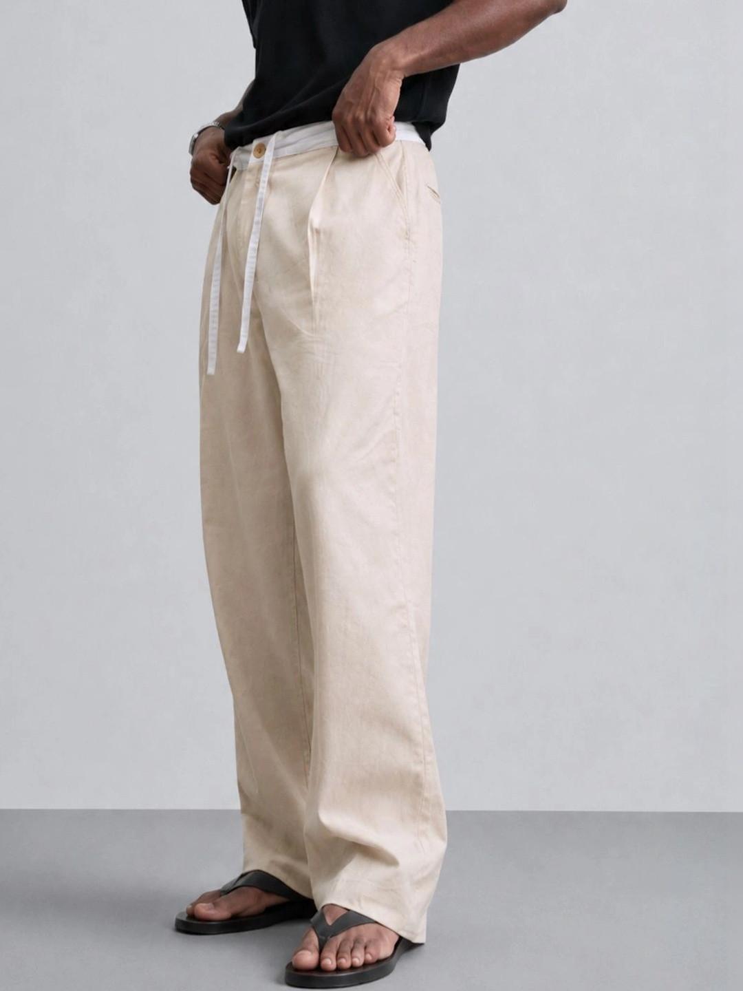 Powerlook Contrast Belt Relaxed Fit Trousers