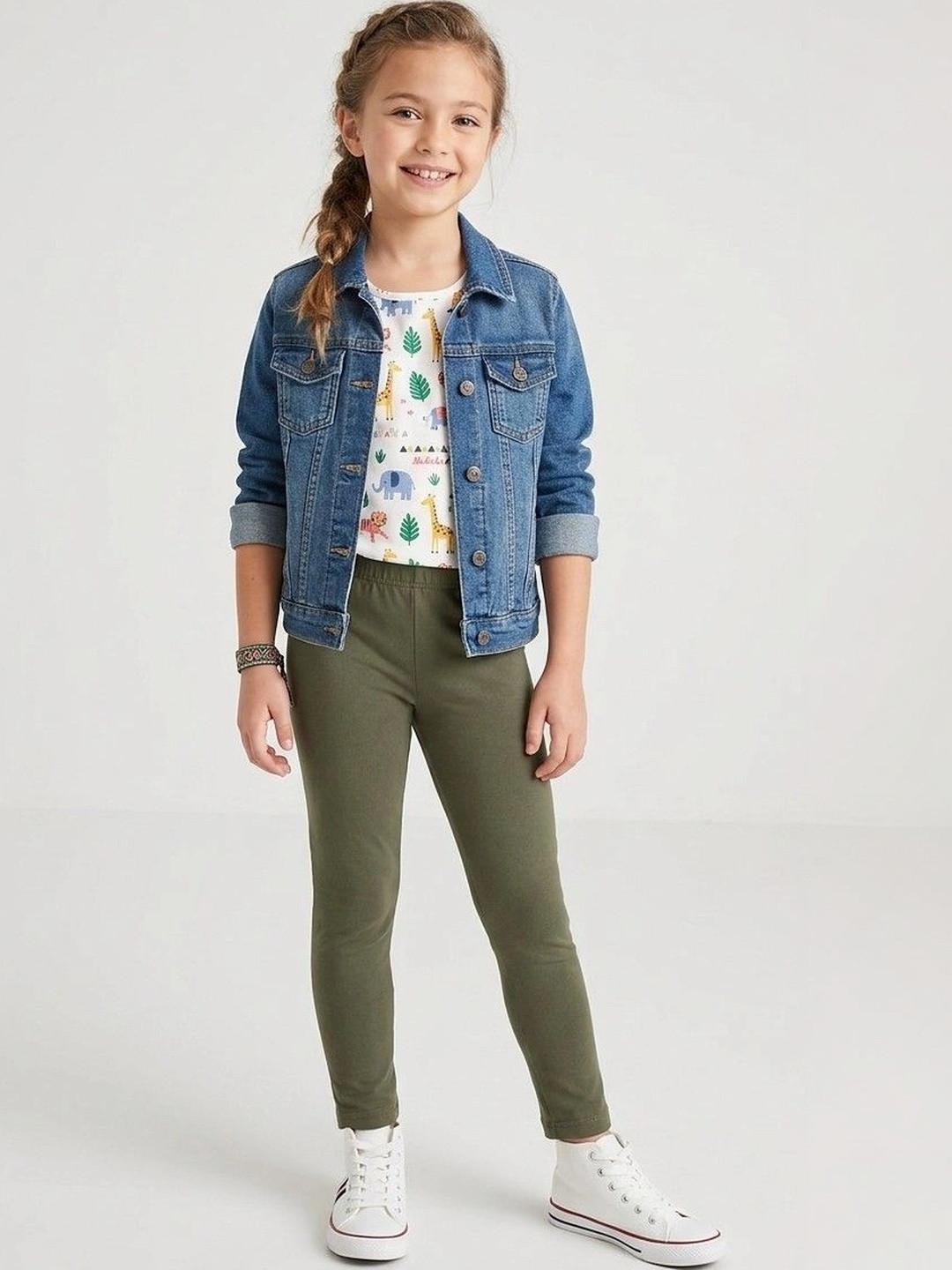 YK Girls Pure Cotton Ankle Length Leggings