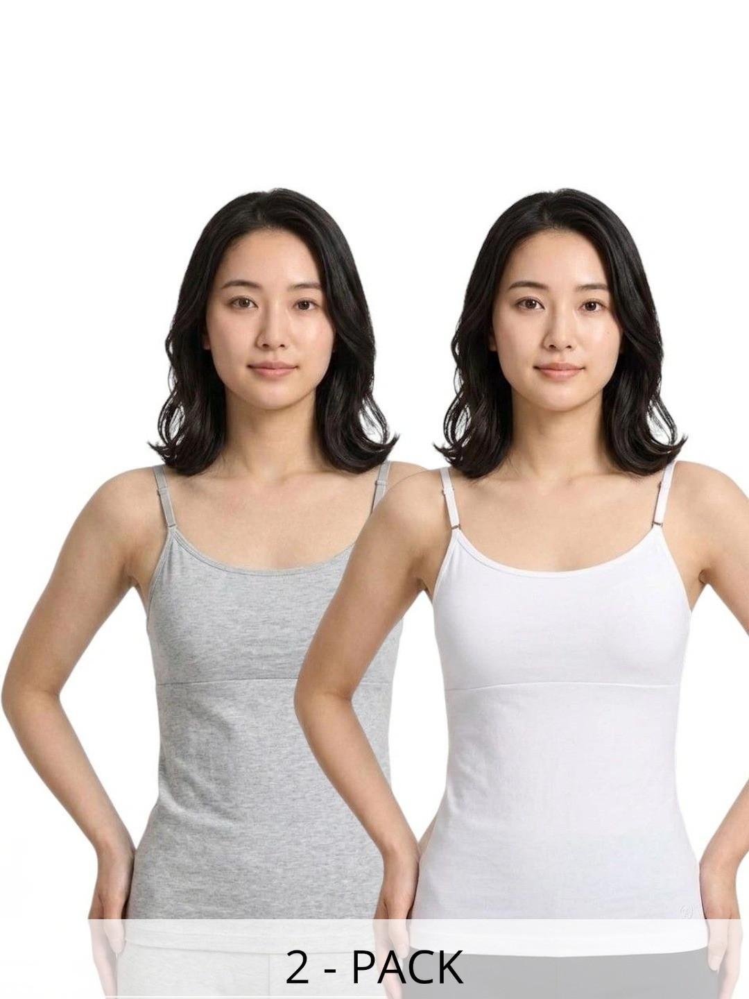 FUNAHME Pack Of 2 Cotton Lightly Padded Camisoles