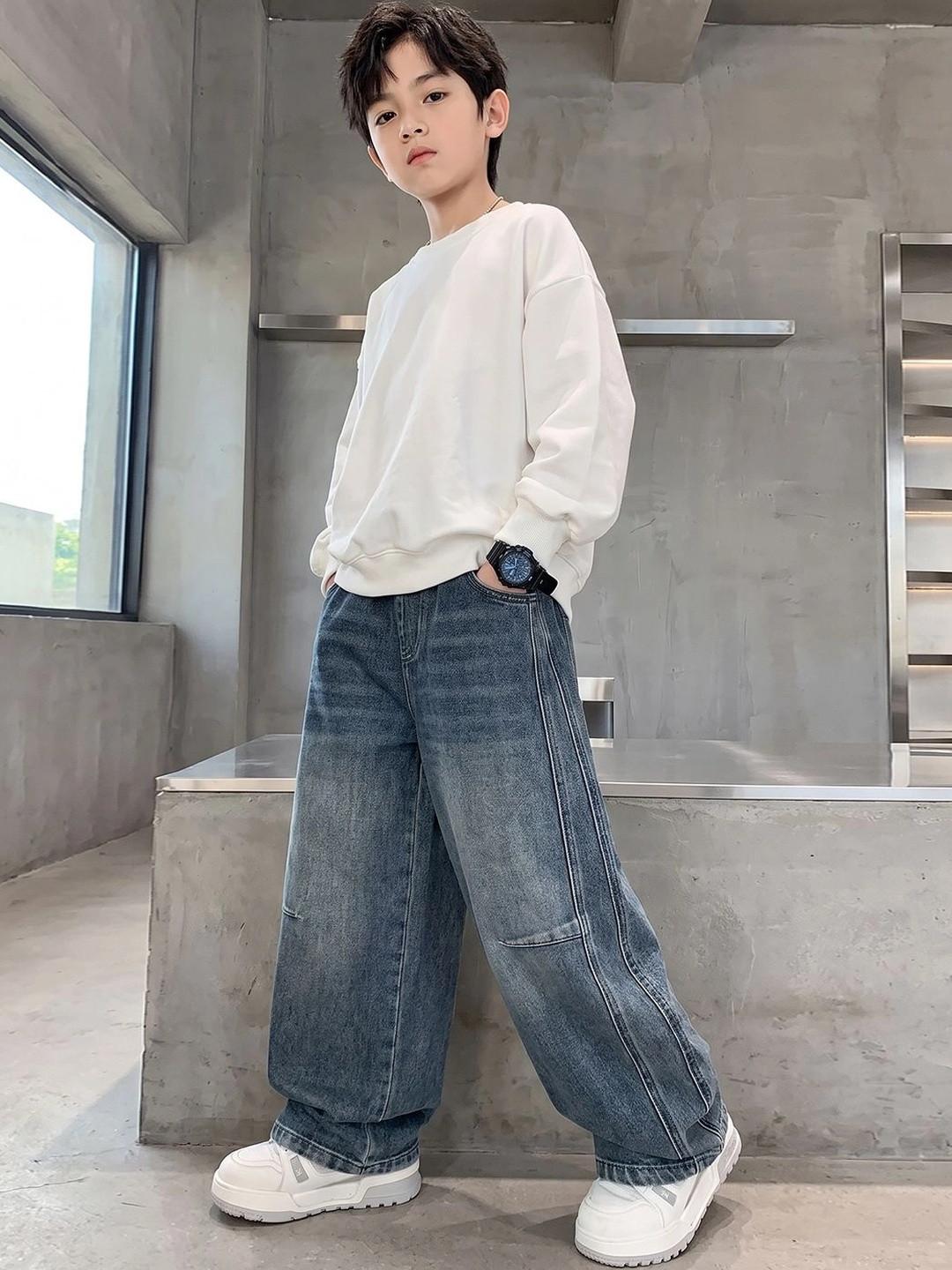 YK Boy Baggy Mid-Rise Light Fade Jeans