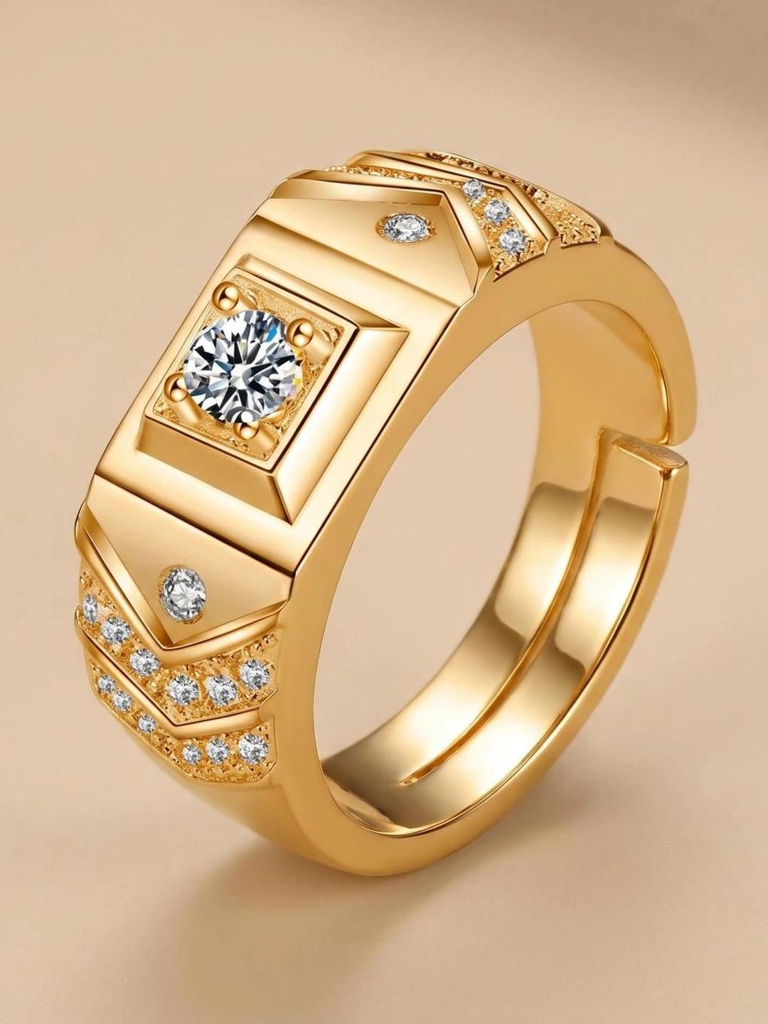 MYKI Men Gold-Plated CZ-Studded Finger Ring
