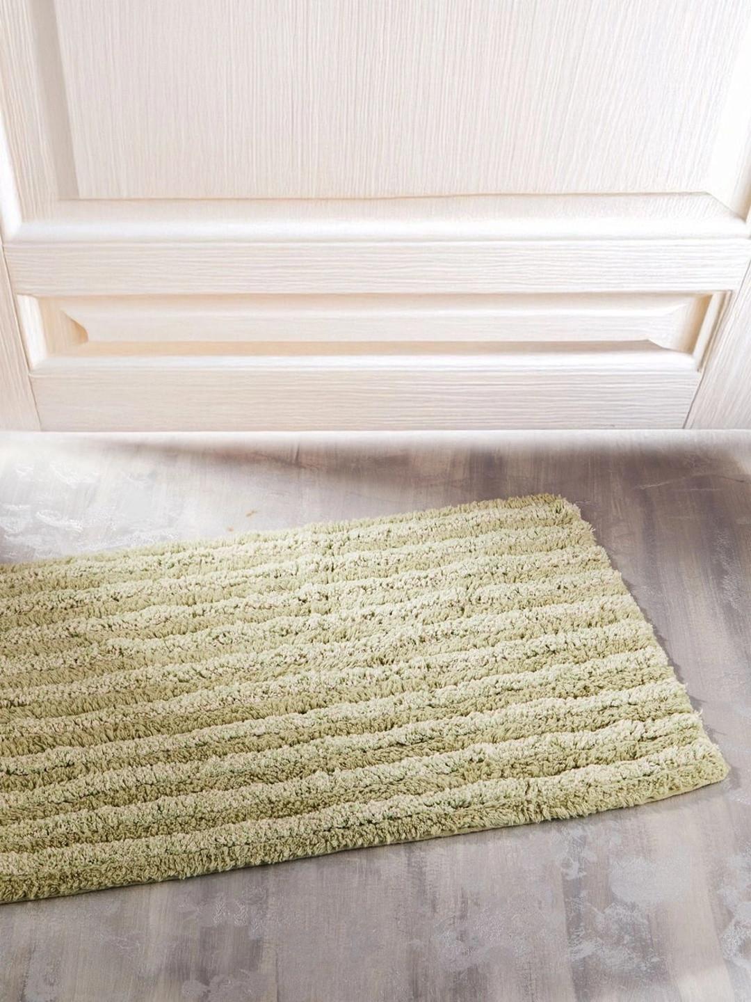 Fabindia Green Woven Cotton Bath Rugs