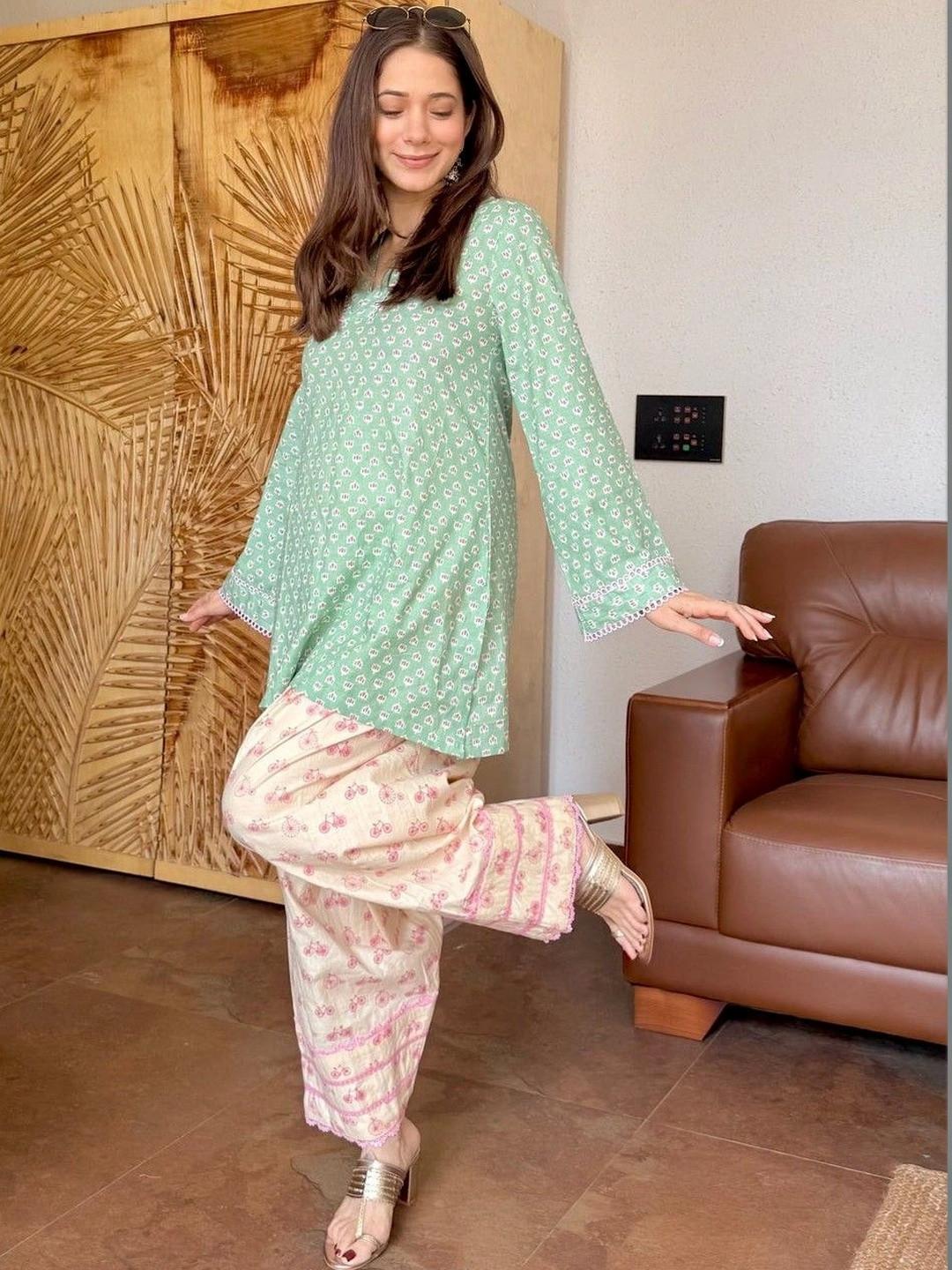 Sangria Women Ethnic Motifs Printed Regular Pure Cotton Kurta with Patiala
