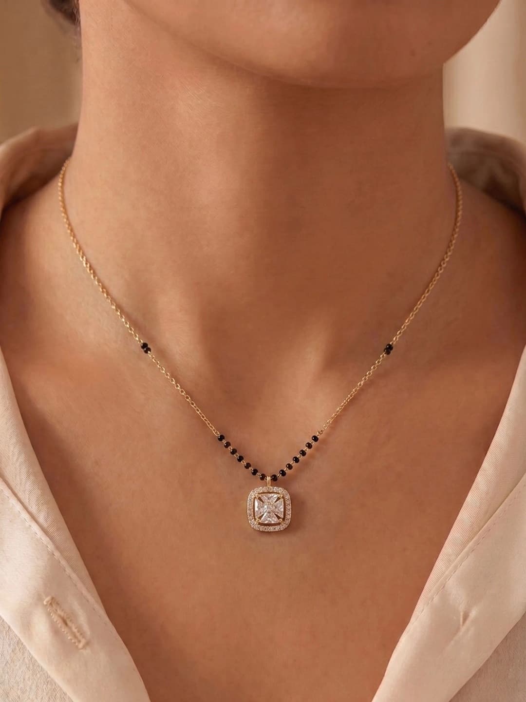 Dbell Gold-Plated Zircon Mangalsutra