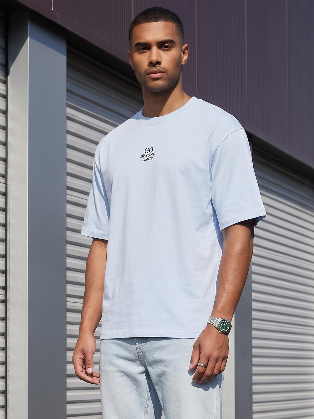 The Roadster Life Co. Printed Drop-Shoulder Sleeves Pure Cotton Relaxed Fit T-shirt