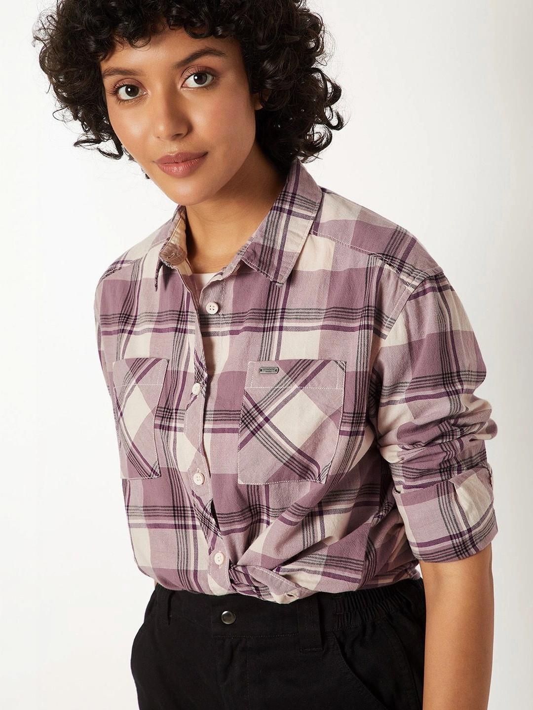 max Women Tartan Checks Checked Casual Shirt