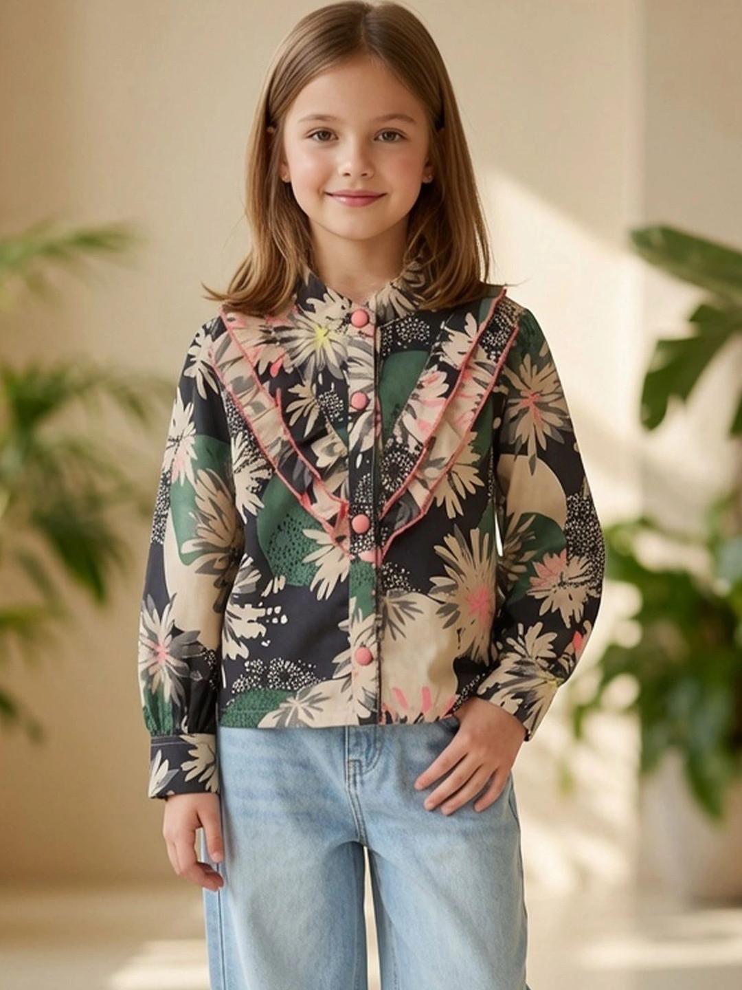 Cutiekins Floral Print Ruffles Top