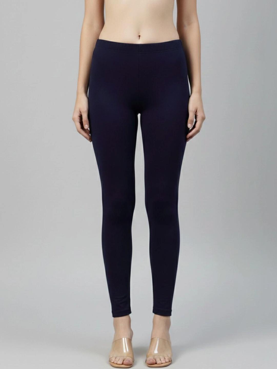 ZAYANQA Women Navy Blue Cotton Leggings