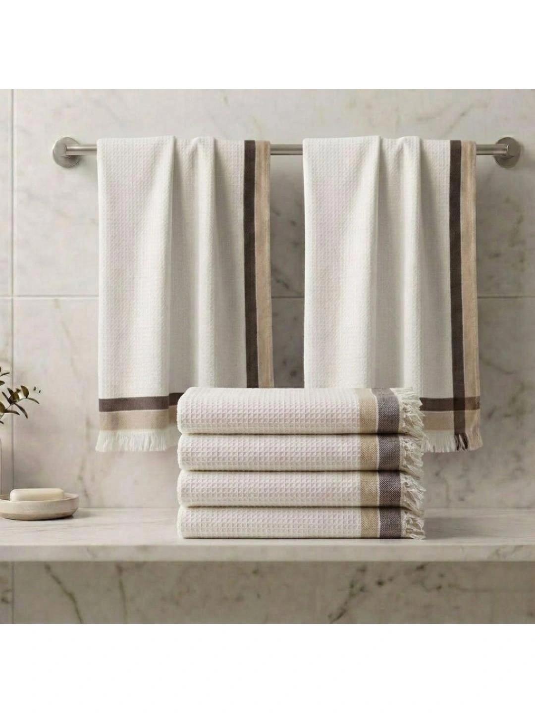 Aura 100% Premium Cotton Solid 210GSM Quick Dry 5PCs Adult Regular Bath Towel-30x59In