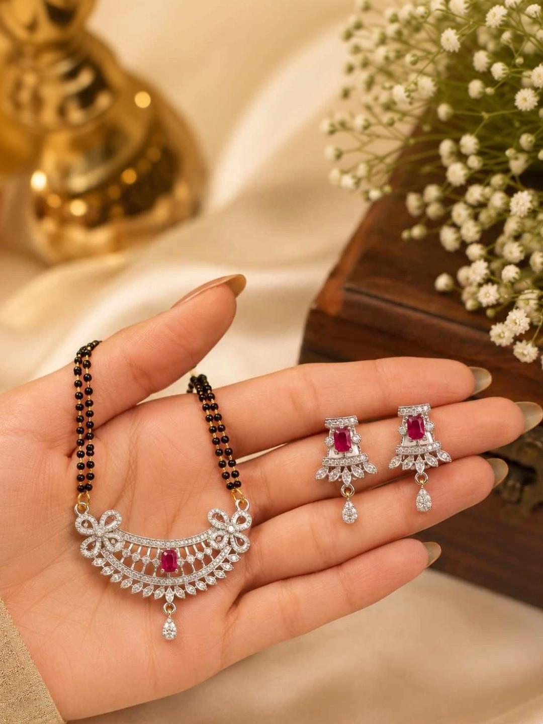 Amshine Silver-Plated Zircon Mangalsutra