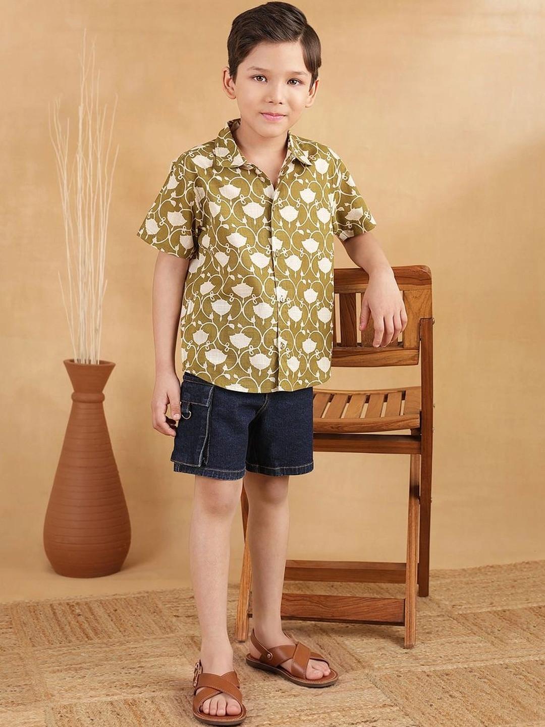 Fabindia Boys Floral Printed Casual Shirt
