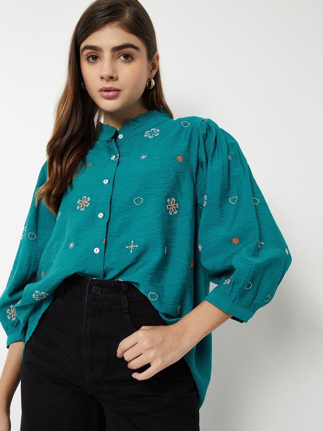 max Mandarin Collar Embroidered Tunic