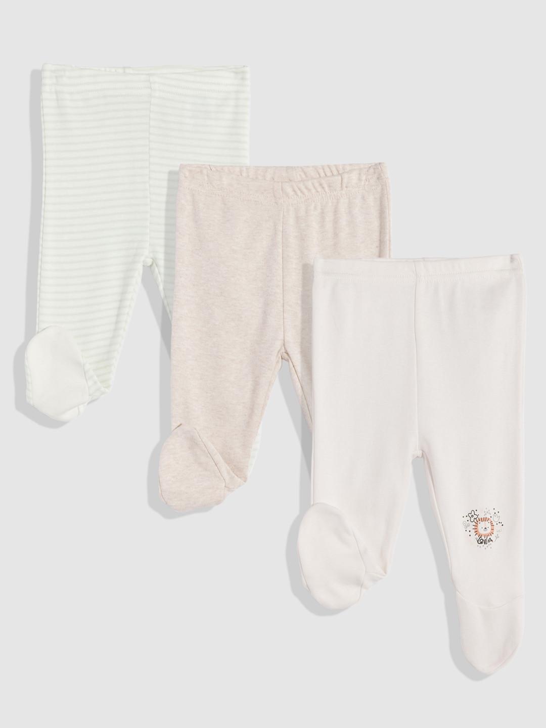 mothercare Infant Kids Pack Of 3 Pure Cotton Footed Leggings