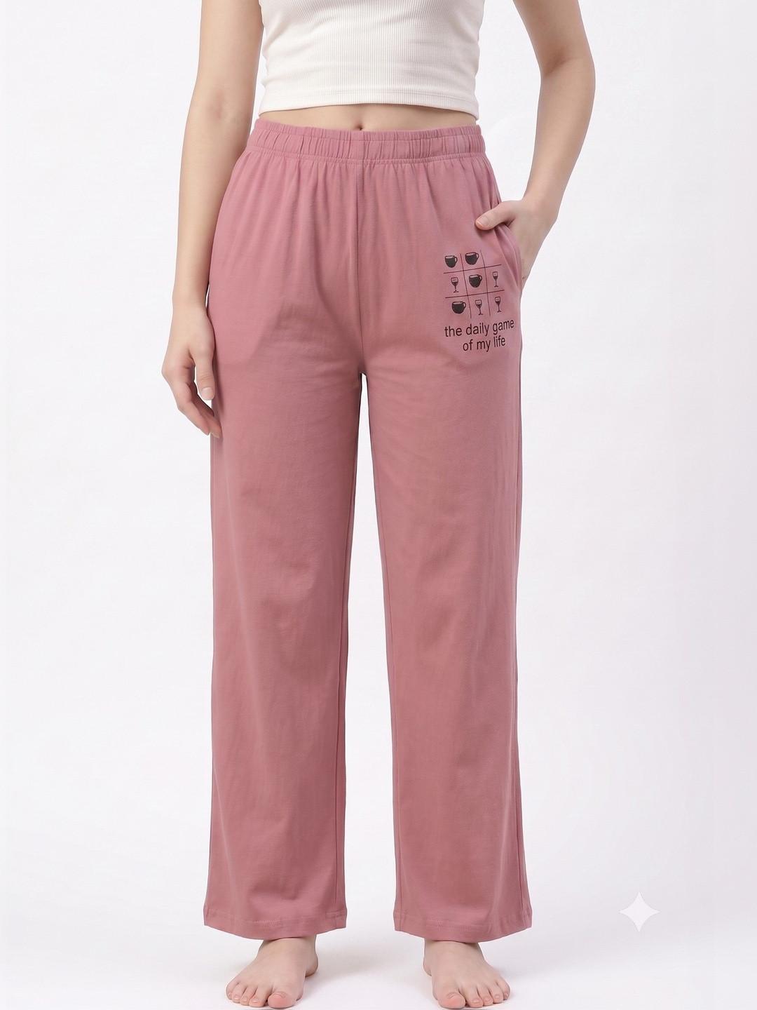 SUGNAA Women Solid Mid Rise Pure Cotton Pyjama