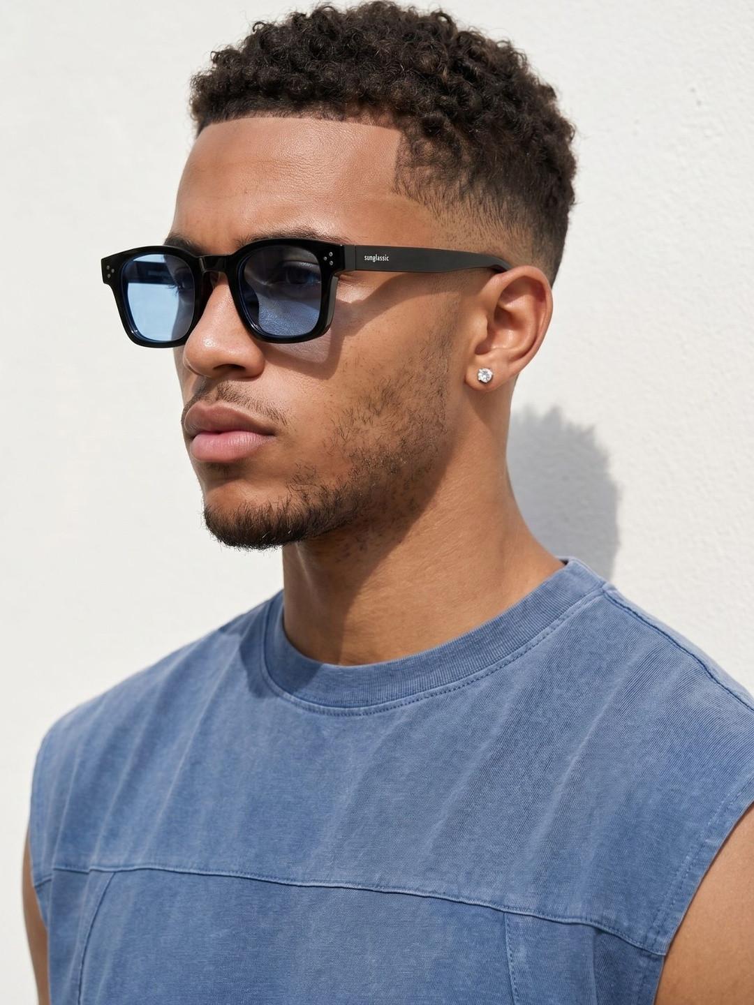 SUNGLASSIC Unisex Wayfarer Sunglasses with UV Protected Lens VAN - Ares-Black-Blue-Blue