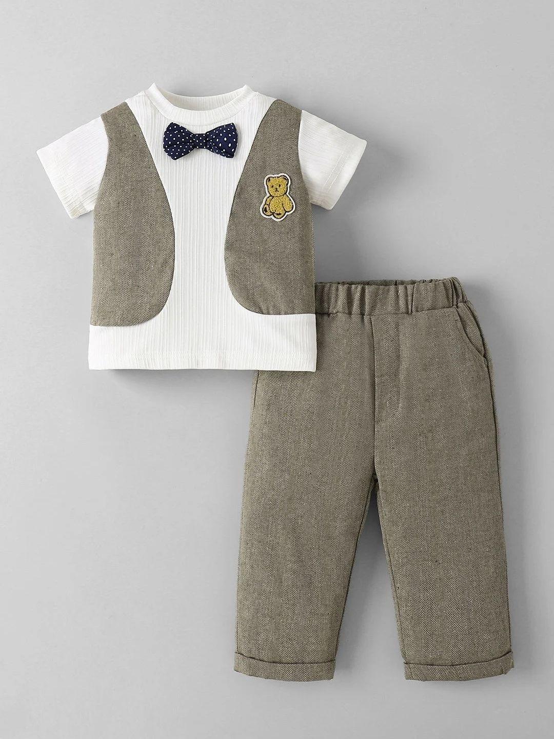 Hopscotch Boys Colourblocked T-shirt with Trousers