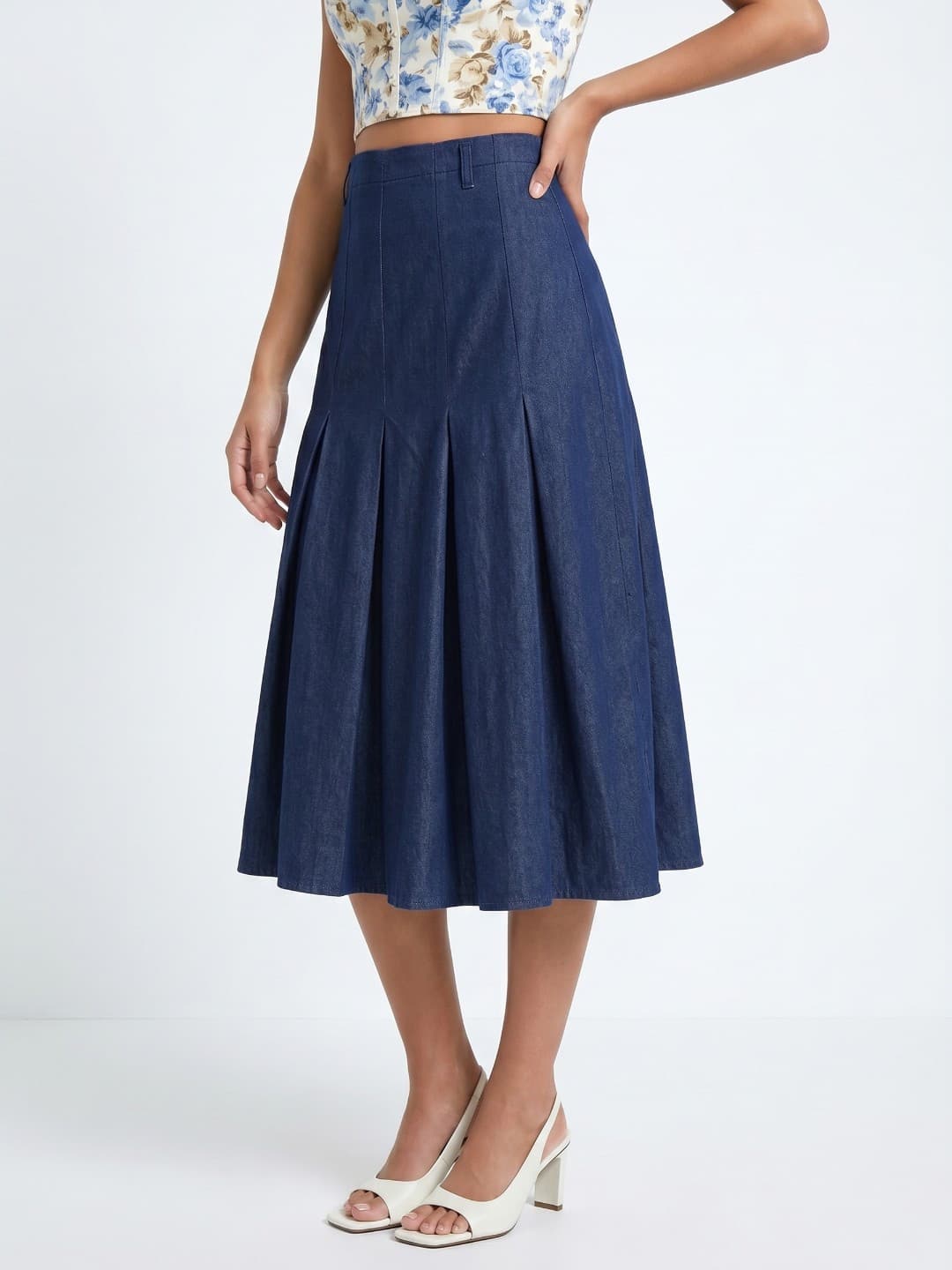 glitchez Women Pure Cotton Midi A-Line Skirt