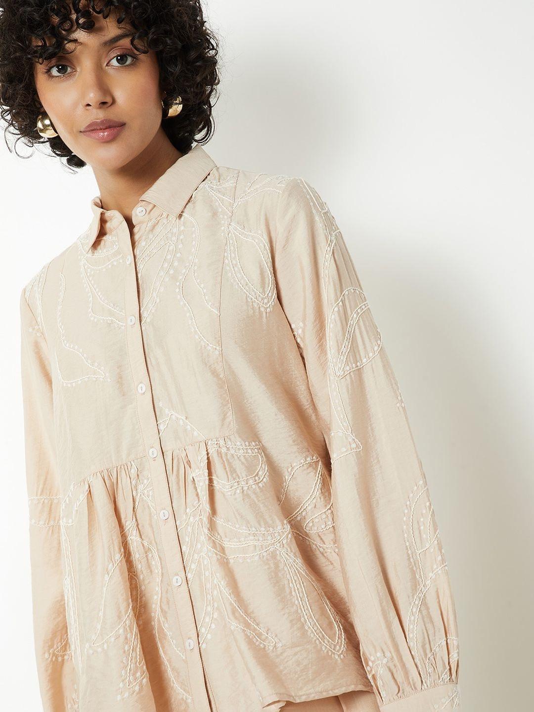 max Shirt Collar Embroidered Tunic