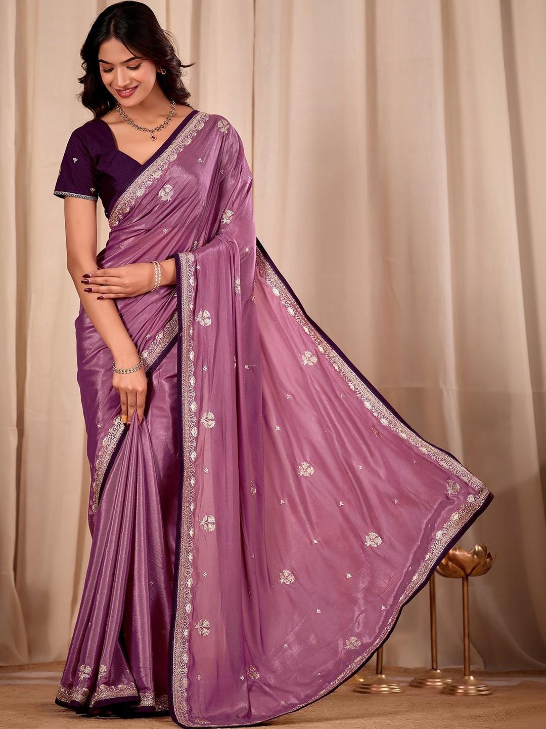 FABRINO Embroidered Poly Georgette Saree