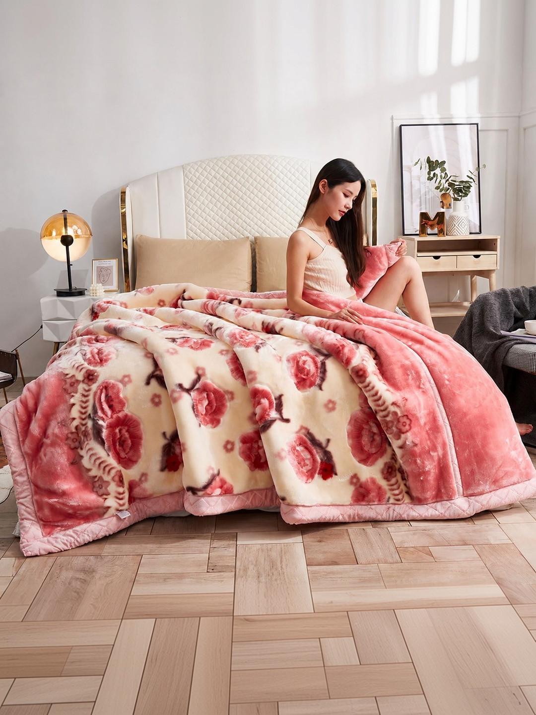 Comfowell Pink Floral Heavy Winter Blanket