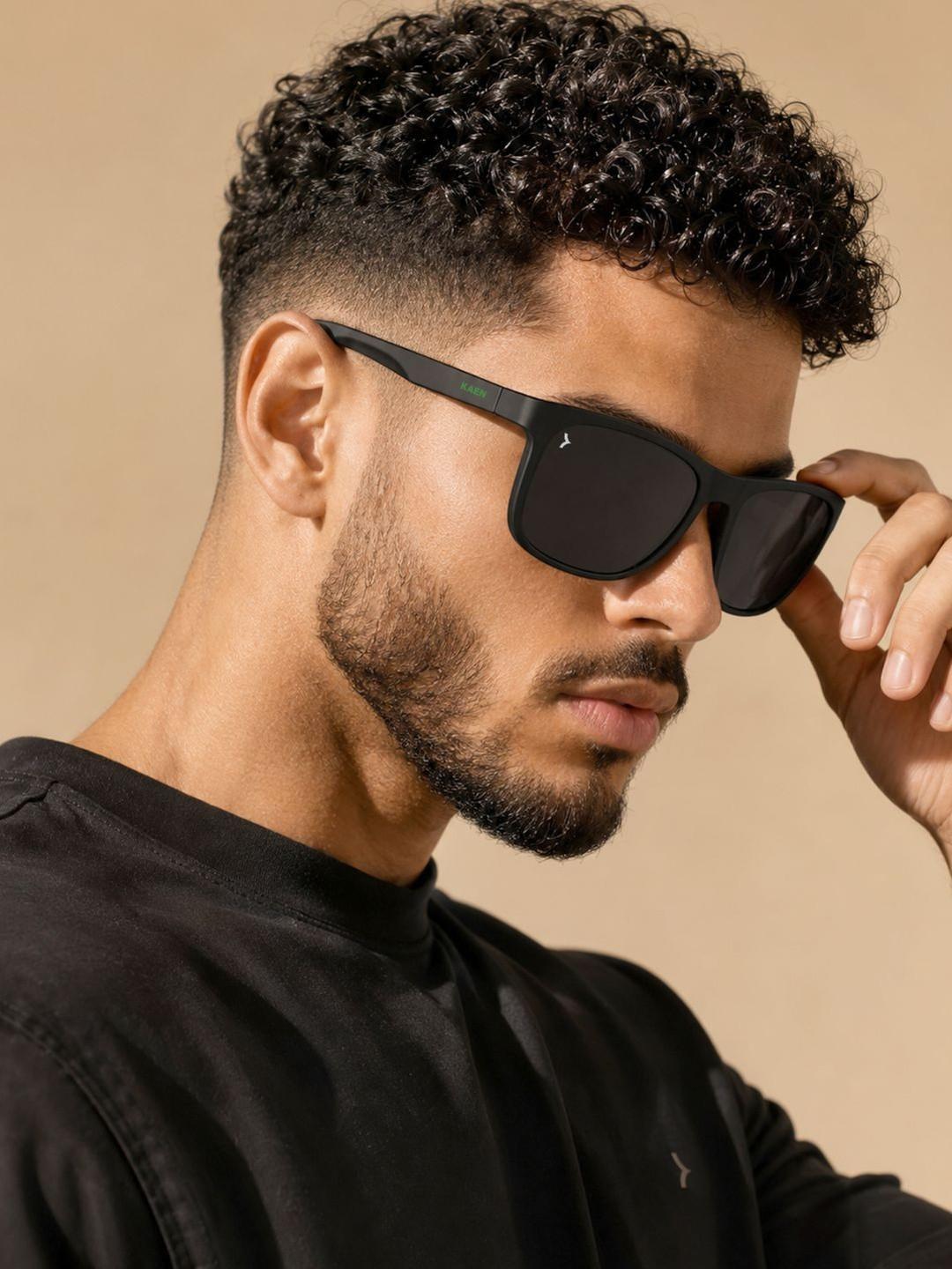 OKNO Unisex Black Lens & Black Square Sunglasses with
