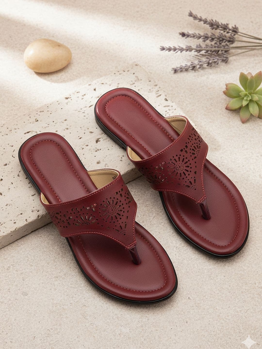 Khadims Women Red Open Toe Flats