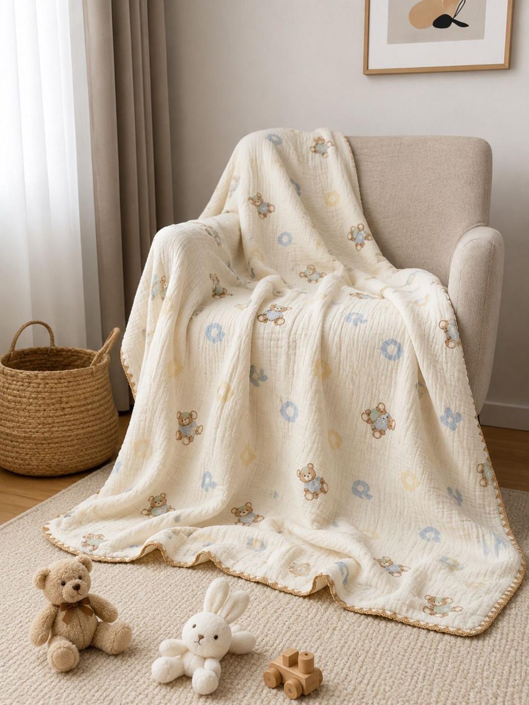 Dhrohar Beige Cartoon Characters AC Room 120 GSM Blanket