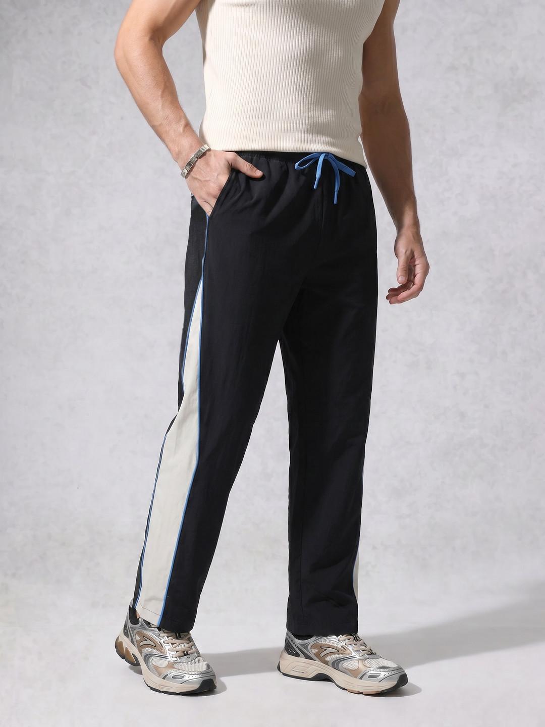 WROGN Men Loose Fit Colourblocked Track Pants