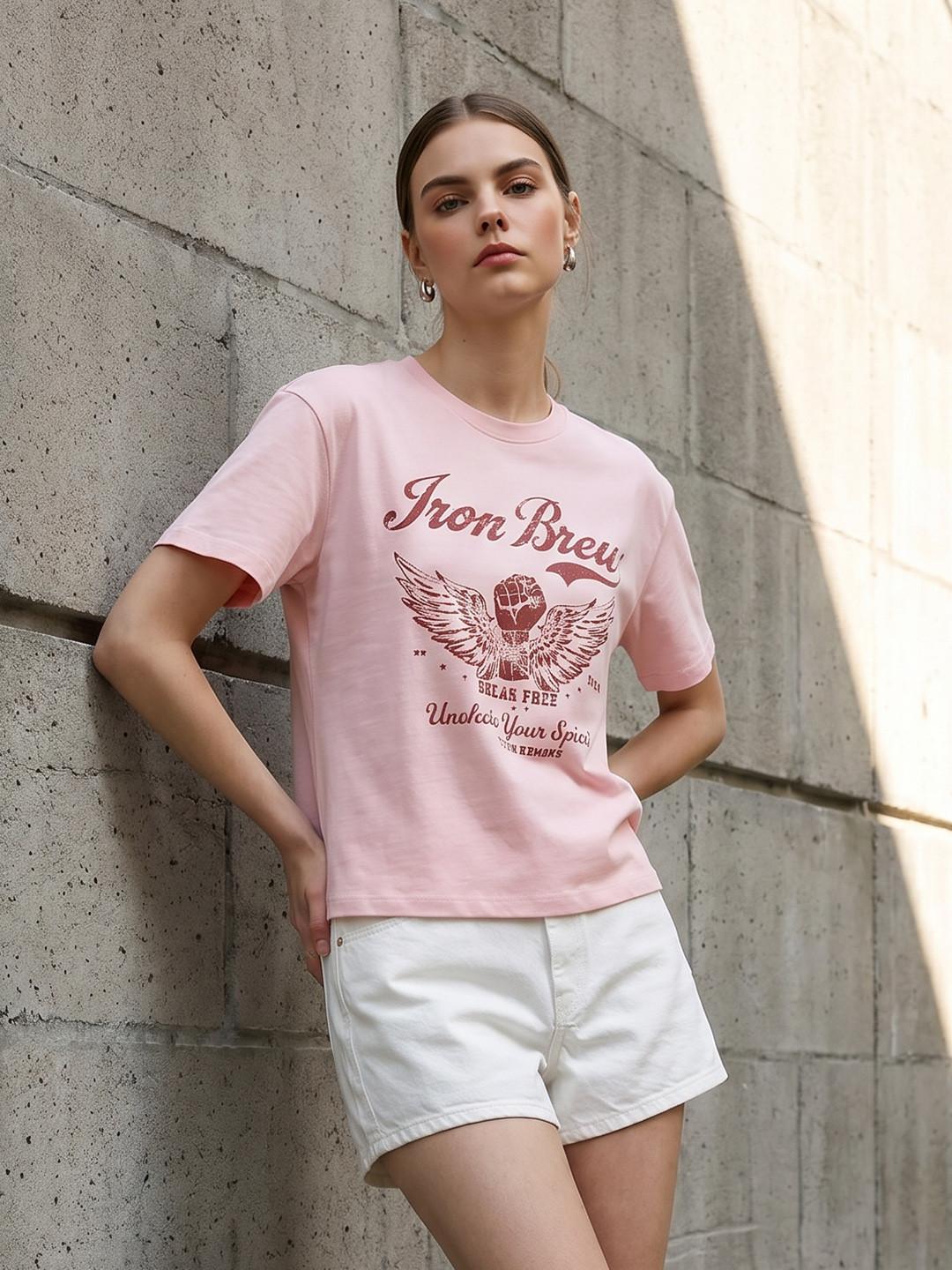 The Roadster Life Co. Typography Printed Drop-Shoulder Sleeves Relaxed Fit T-shirt