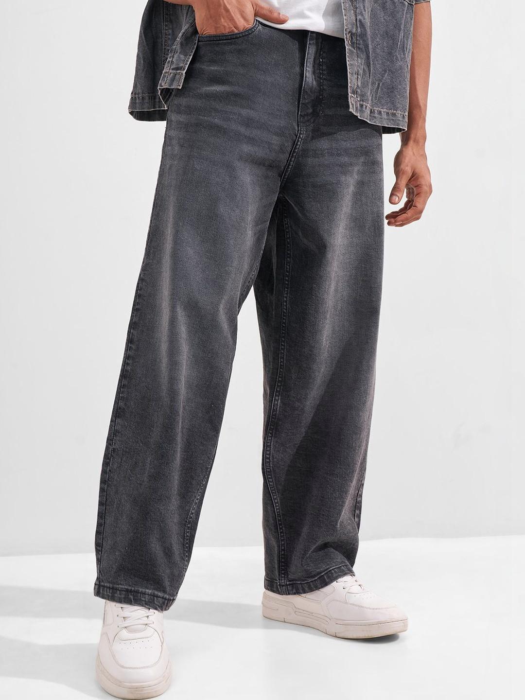 HIGHLANDER Men Black Baggy Drop Crotch Jeans