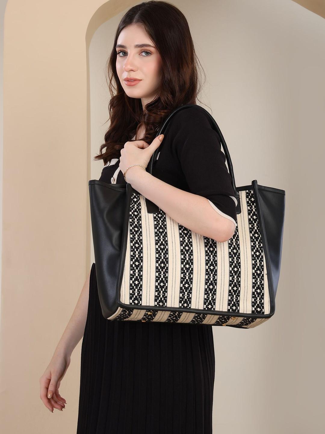 ENSAC Geometric Printed Structured Tote Bag