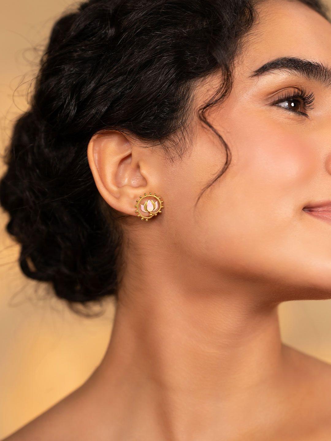 SHAYA Circular Studs Gold Plated Earrings
