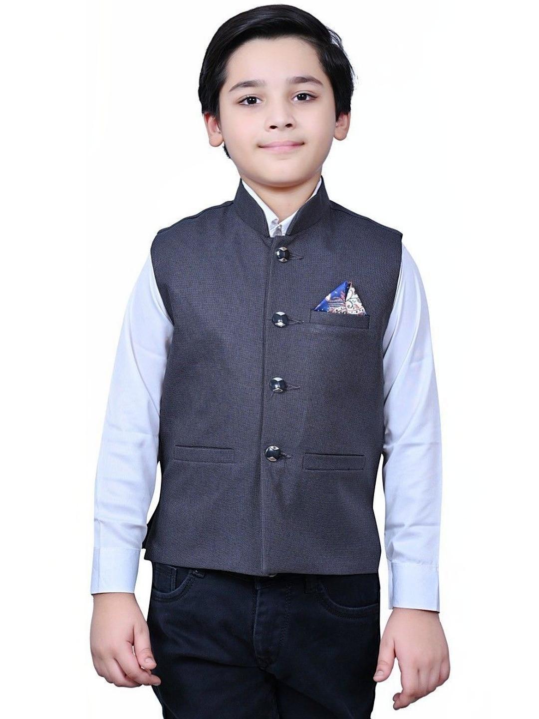 Seetoo Boys Lapel Collar Woven Formal Waistcoat
