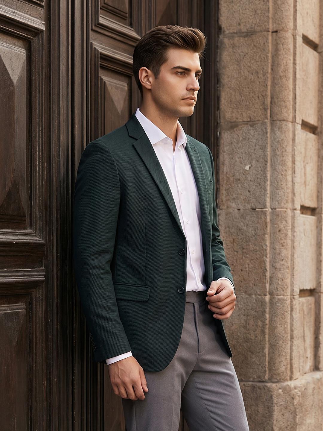 INVICTUS Slim Fit Notched Lapel Single Breasted Formal Blazer