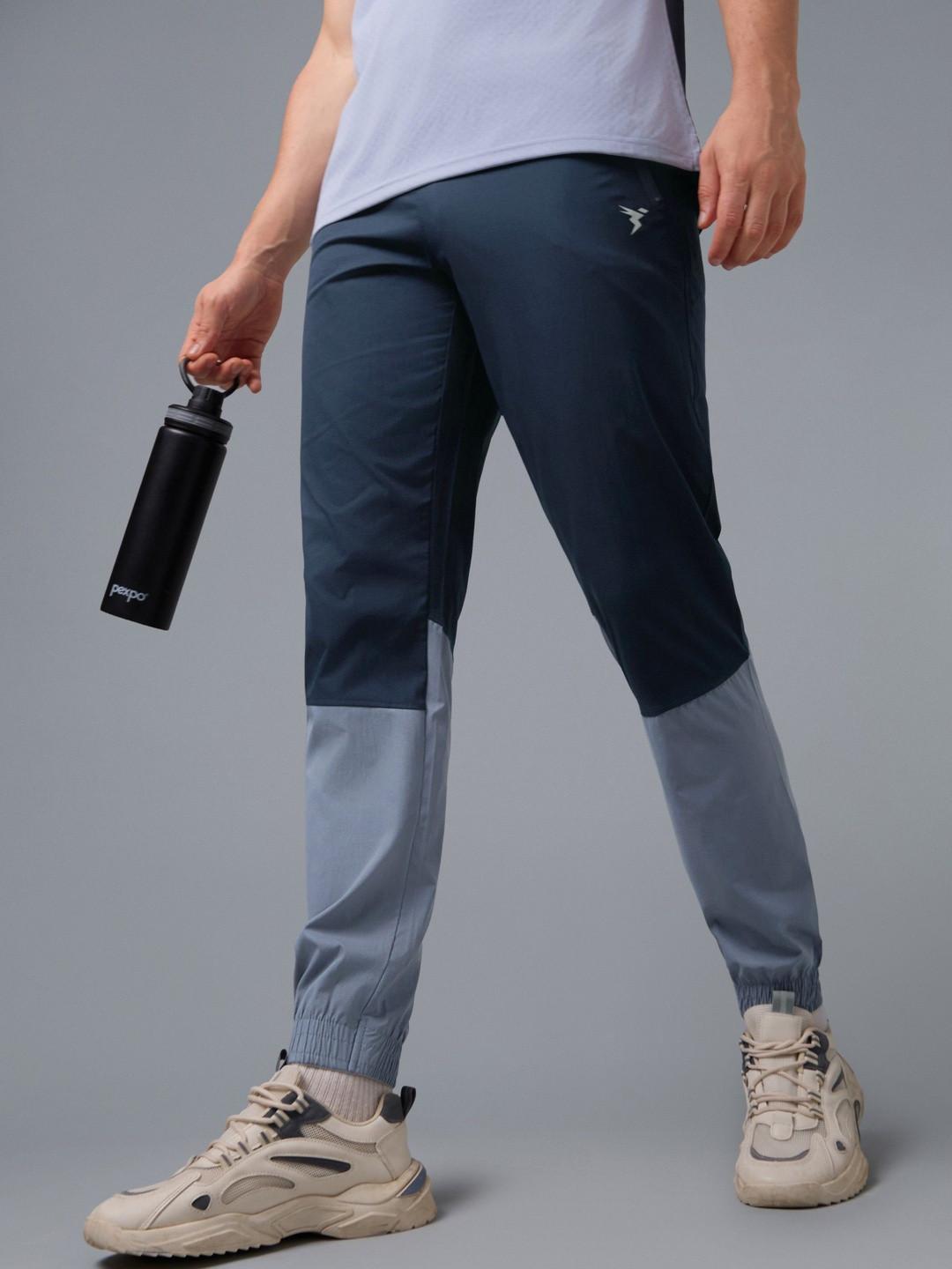 Technosport SS'24 Men Colourblocked Slim-Fit Rapid Dry Antimicrobial Track Pants