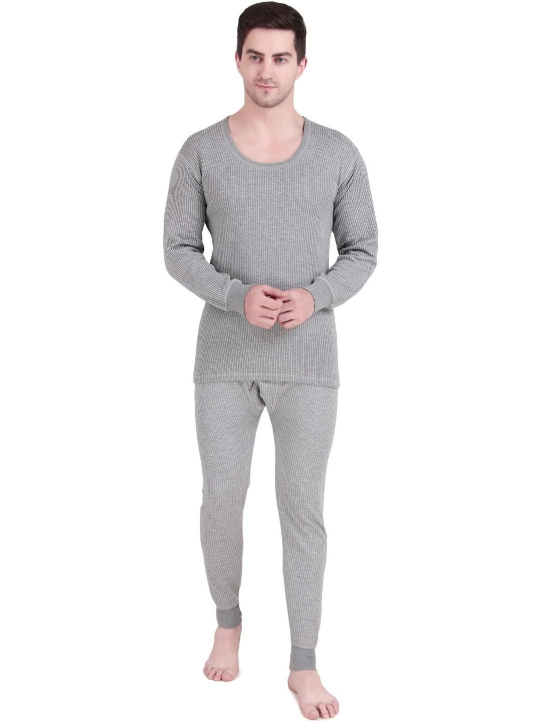 HAP Men Grey Melange Solid Thermal Set