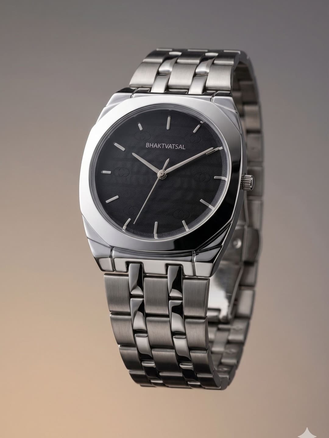 BHAKTVATSAL Men Brass Dial & Stainless Steel Bracelet Style Straps Analogue Watch MEN-42-BLACK