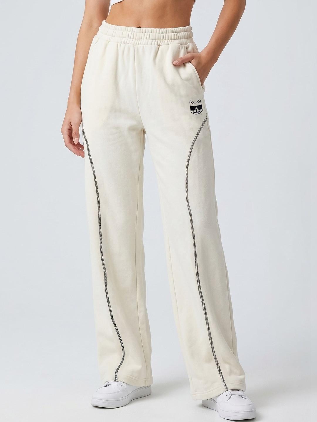 glitchez Women Relaxed Fit Brand Logo Track Pants