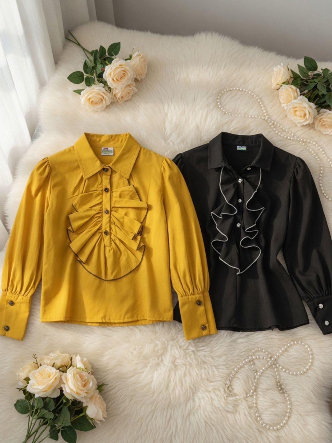 Cutiekins Puff Sleeve Ruffles Top