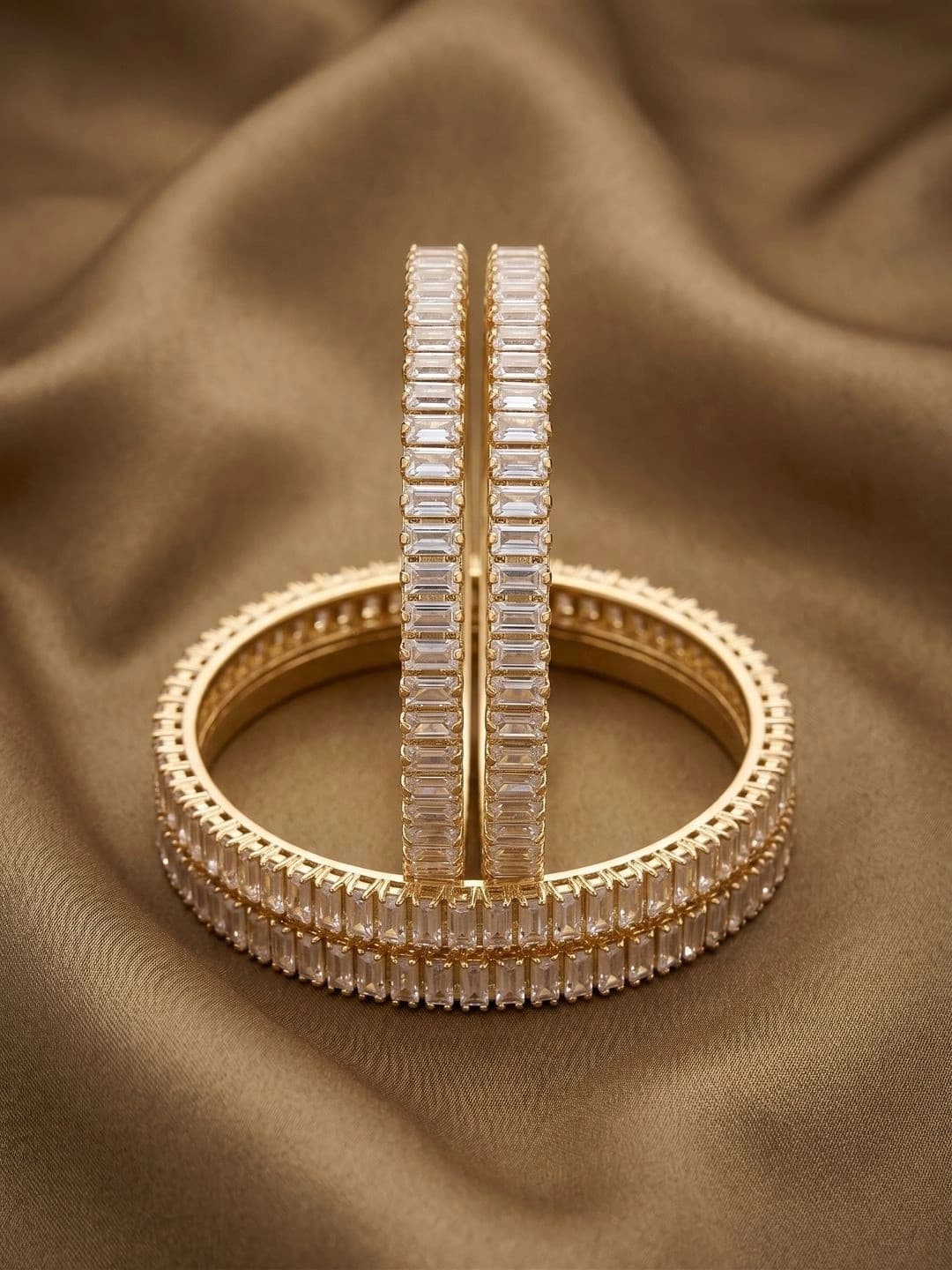 SZN Set of 4 Gold-Plated Stone Studded & Beaded Bangles