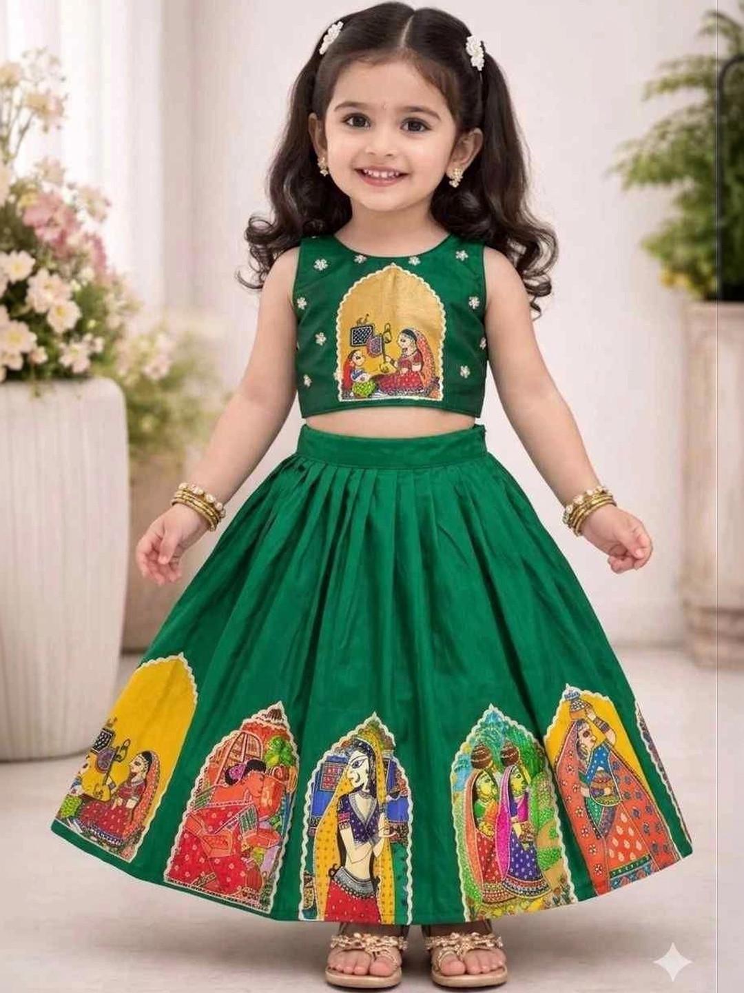 KALINI Girls Printed Ready to Wear Lehenga &