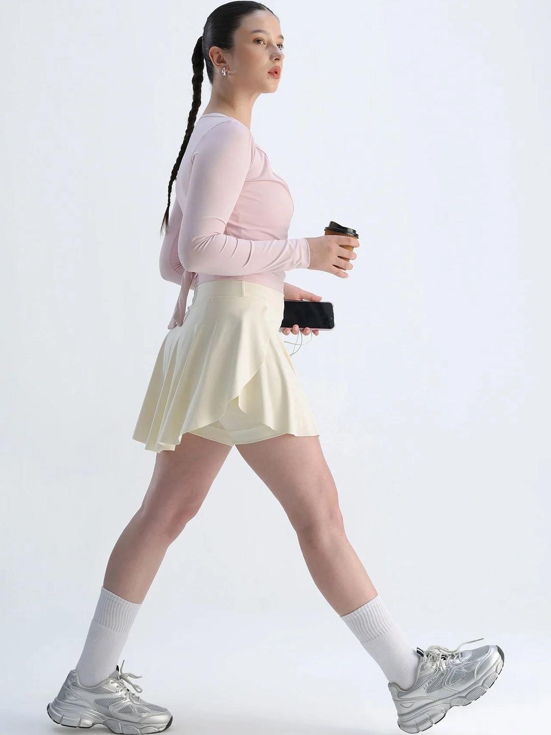 CAVA Women Ivory Mini Flared Skirt