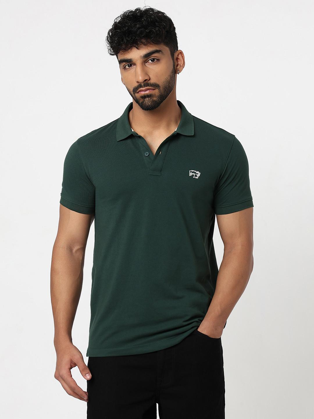 SPYKAR Knitted Polo Collar T-shirt
