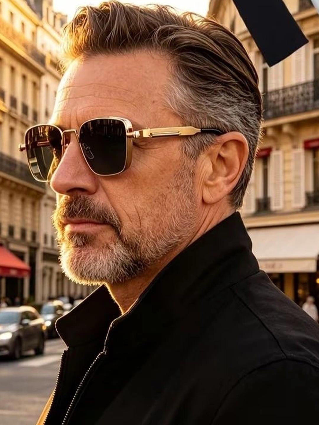 Artrue Unisex Black Lens & Gold-Toned Square Sunglasses with