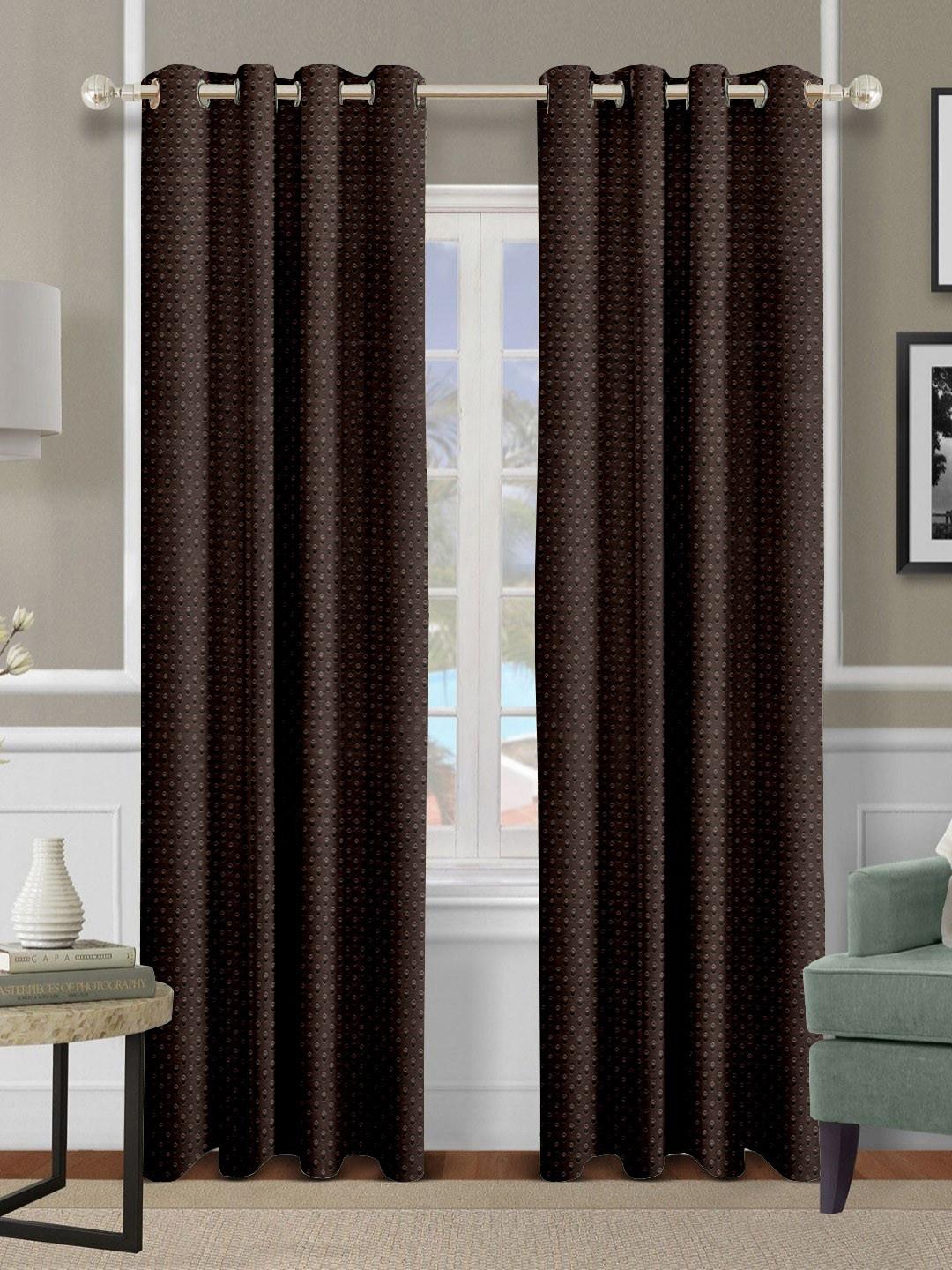Aura Brown Set of 2 Ethnic Motifs Door Curtain