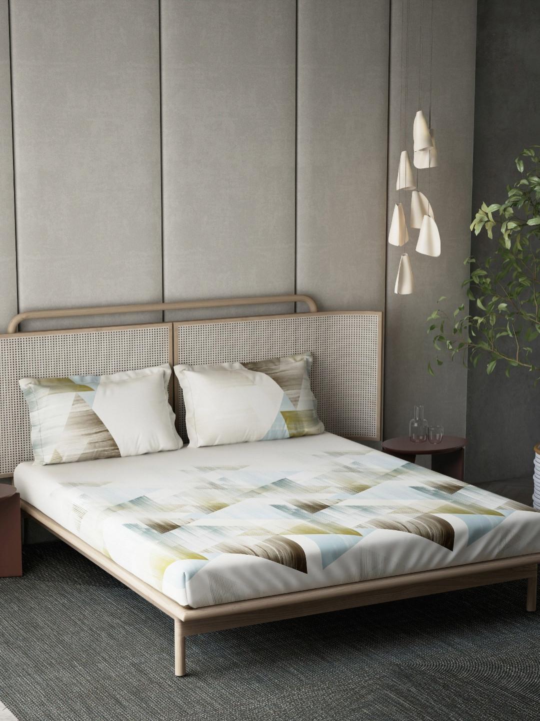 DDecor Microfiber Blue Abstract Pure Cotton 144 TC Queen Bedsheet with 2 Pillow Covers-254 x 274 cm